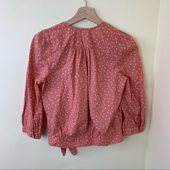 Madewell Wrap Top in Star Scatter in Size XS | Light Orange Star Print Top - Picture 12 of 16